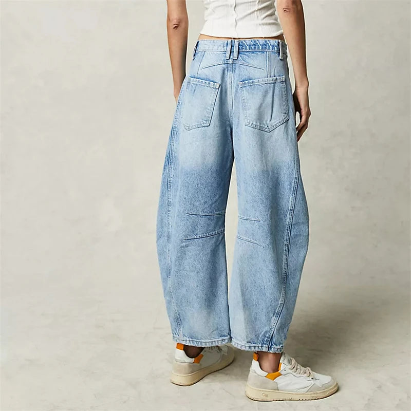 High Stretch Mid-Rise Barrel Jeans – Women’s Wide Leg Fit