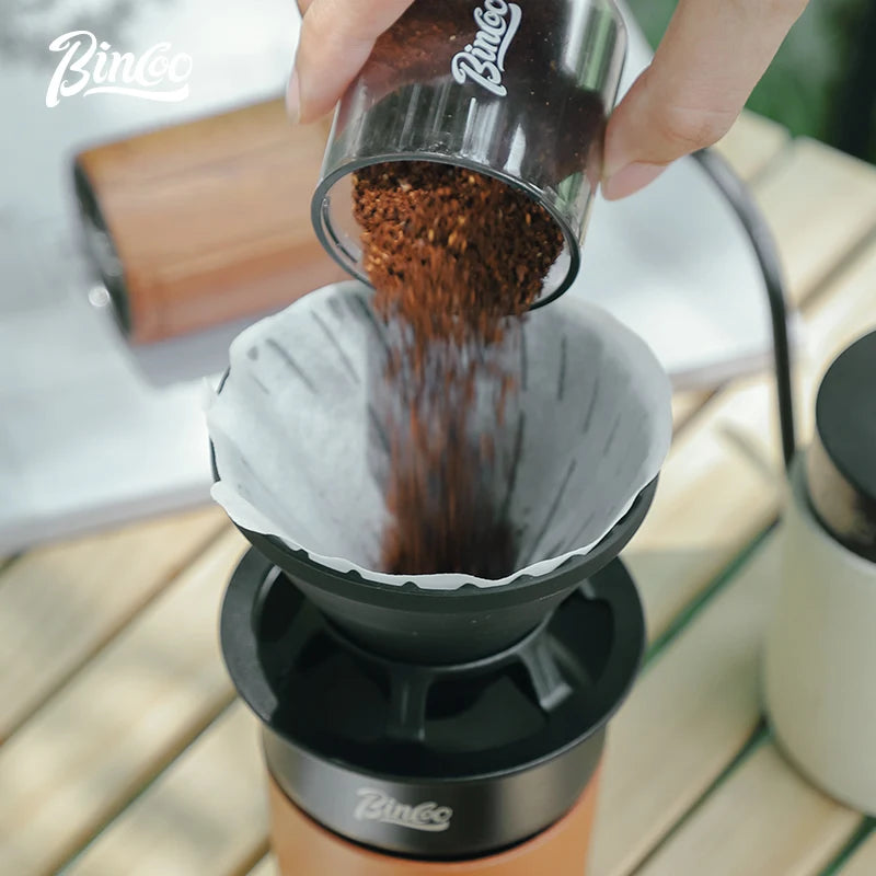BINCOO Portable Hand Brew Coffee Set – Manual Grinder & Travel Kit for Camping & Outdoor Use