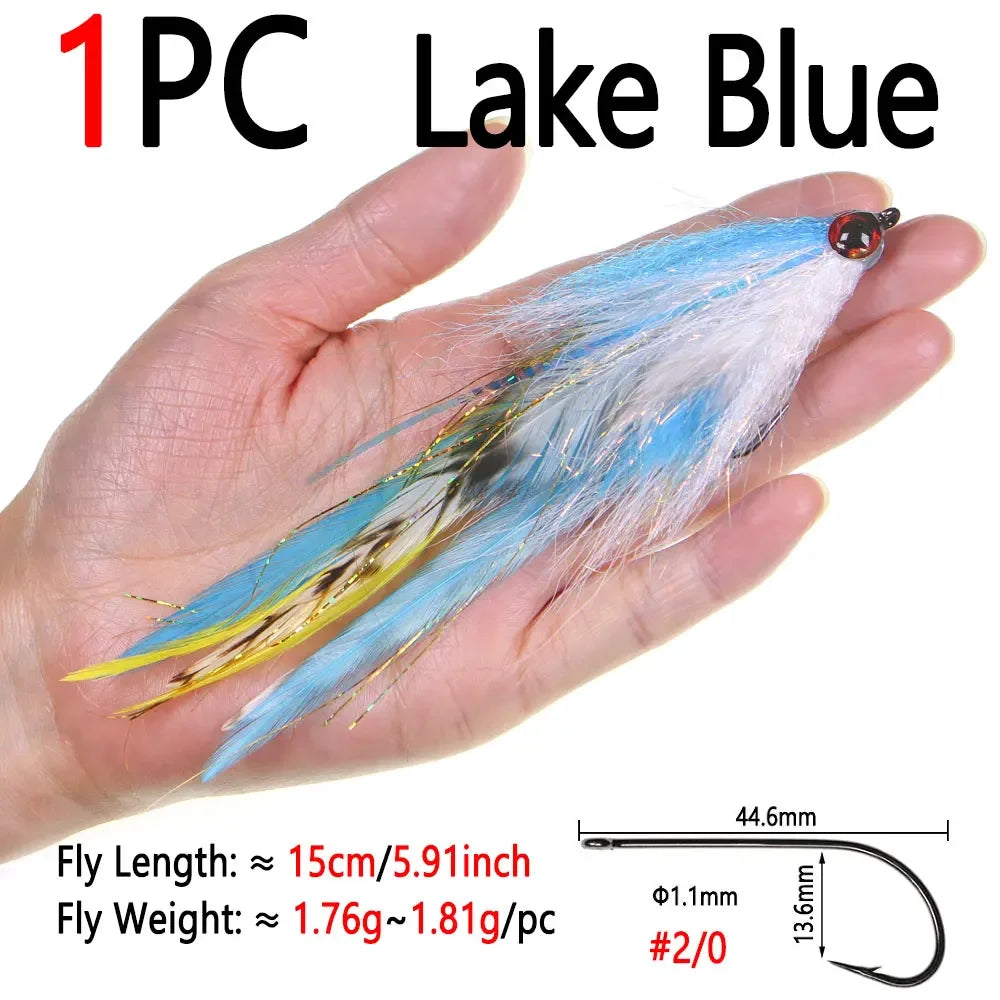 1.8G 15CM Big Streamer Baitfish Fly With 3D Fish Eyes for Trout