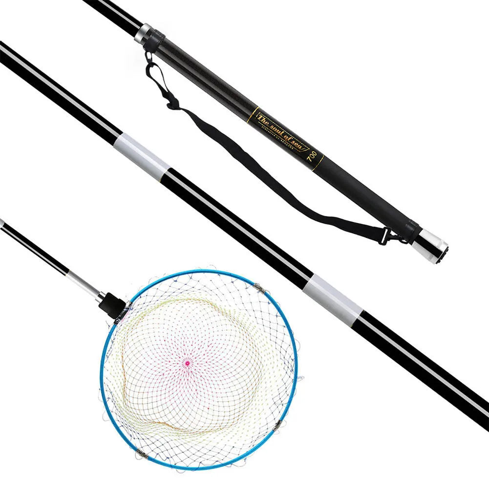 3M Carbon Fibre Telescopic Fishing Landing Net – Foldable Handle for Catch & Release