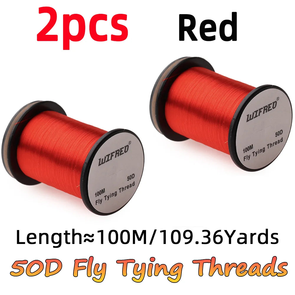 WIFREO 50D Fly Tying Thread 2pcs – Nylon Floss for Midge, Nymph & Trout Fly Lures