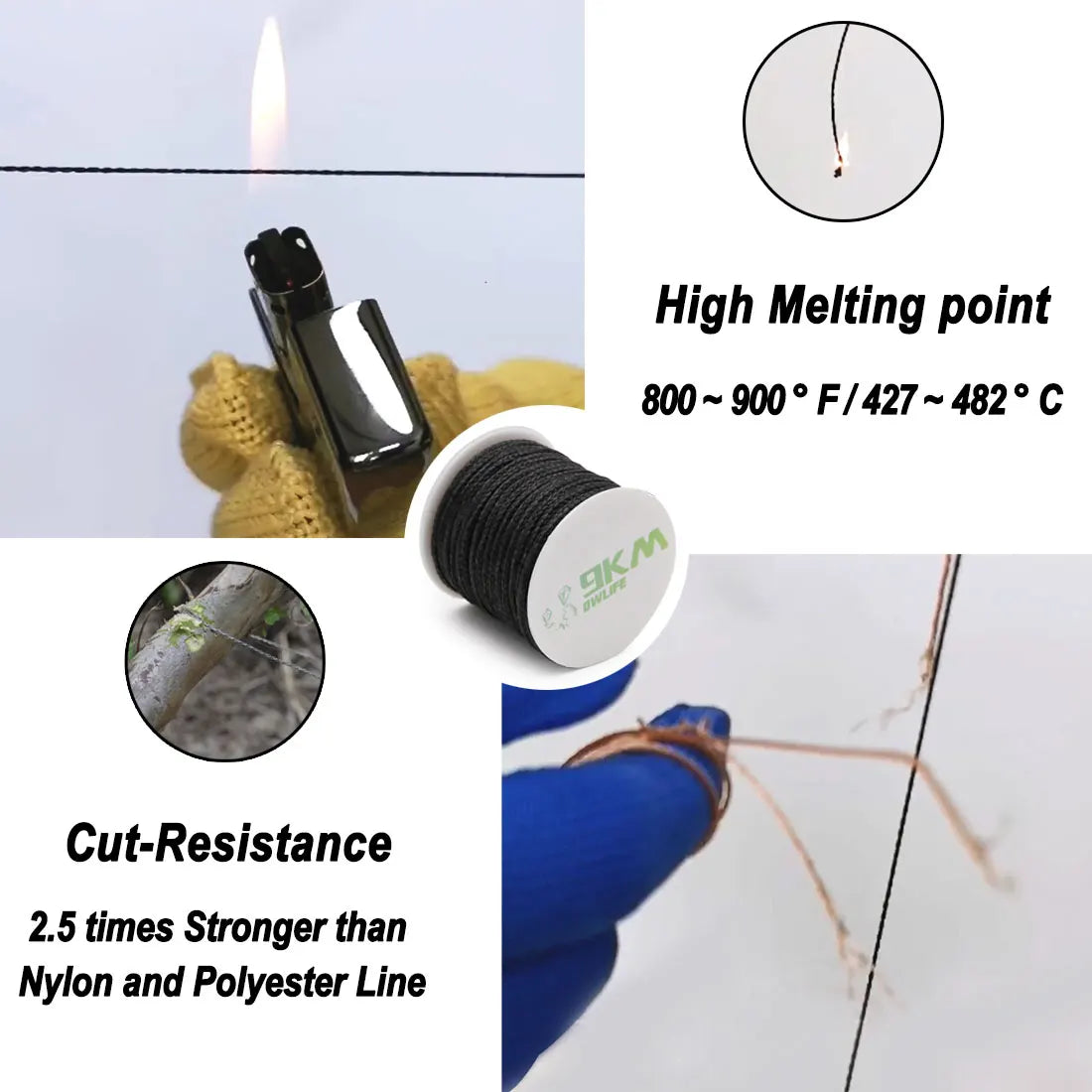 9KM DWLIFE Black Kevlar Braided Fishing Assist Line – High-Tensile, Cut-Resistant Tactical Cord