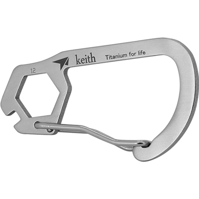 Titanium Carabiner Multi-Tool – High Strength EDC Hook with Bicycle Steel Wire Bayonet