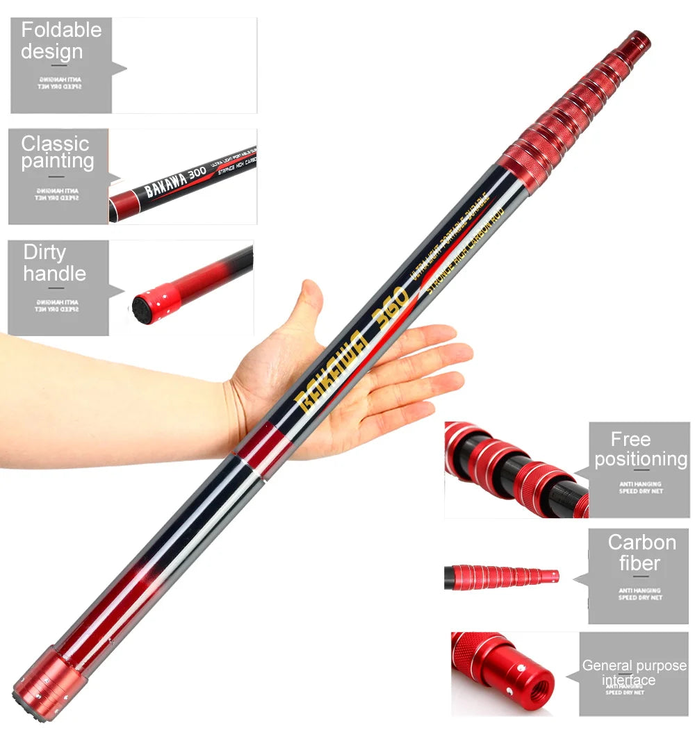 BAKAWA Folding Fishing Net Telescopic Landing Net – Carbon Fiber Fly Fishing Tool