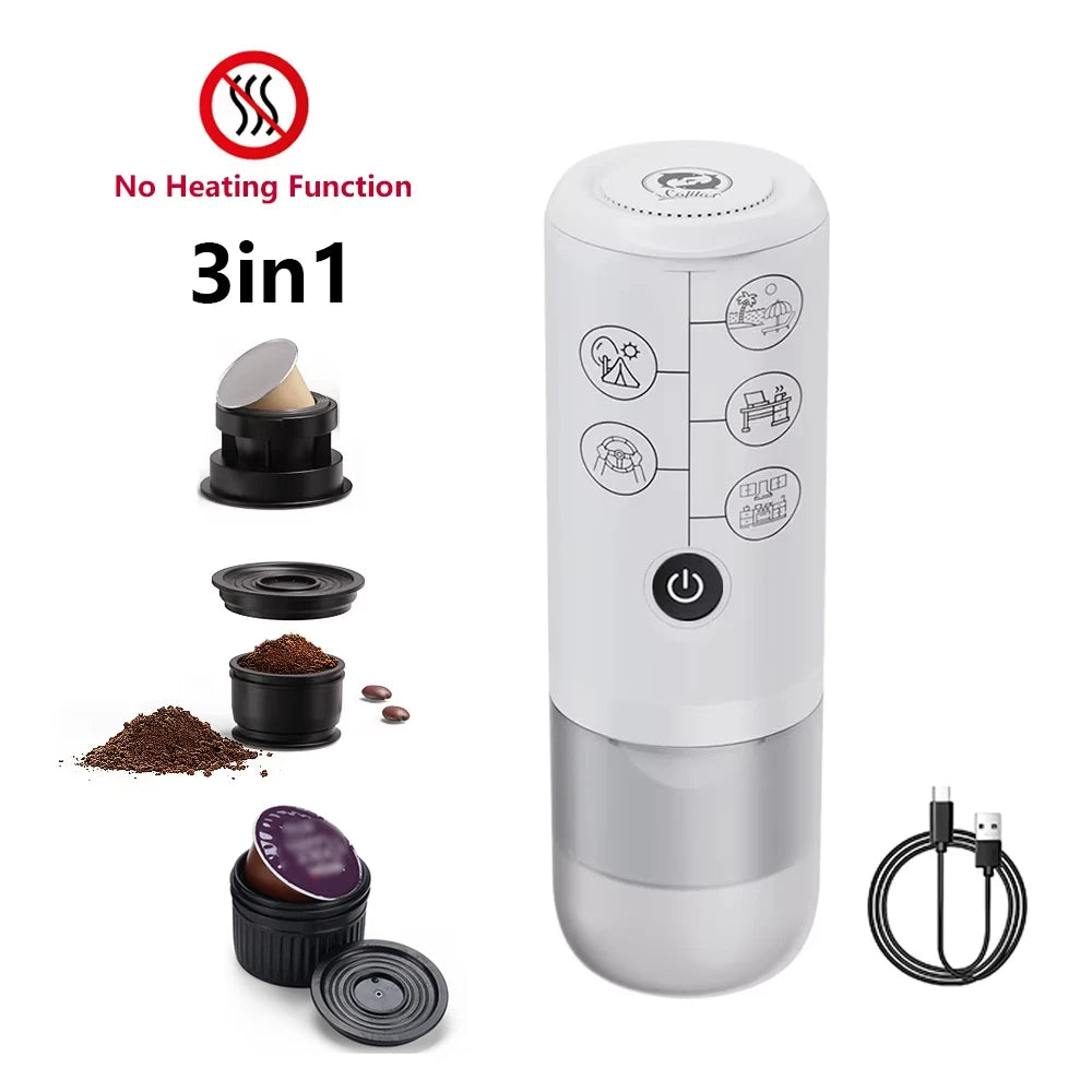 2-in-1 Portable Espresso Coffee Machine – Uses Ground Coffee & Capsules