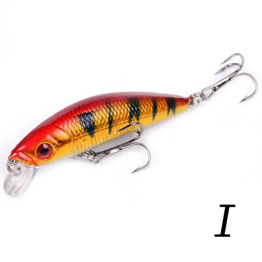 Minnow Fishing Lure - 70MM 8g 3D Eyes Crankbait Wobbler Artificial Hard Bait Tackle