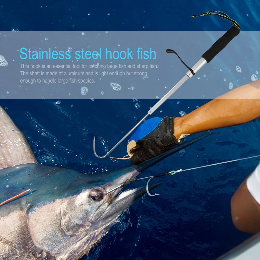 Telescopic Fish Gaff – Stainless Steel Fishing Hook with EVA Handle for Sea Fishing