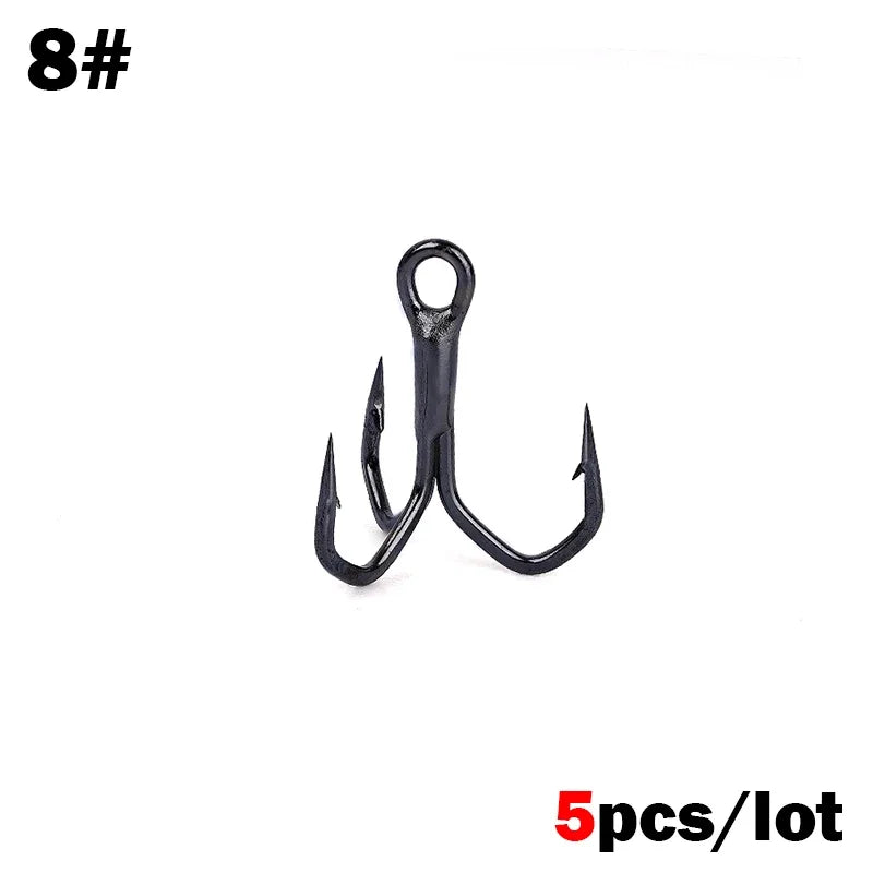 OUTKIT High-Quality 5PCS Treble Hooks Box – 4X Strengthened Steel Alloy Sharp Fishing Hooks