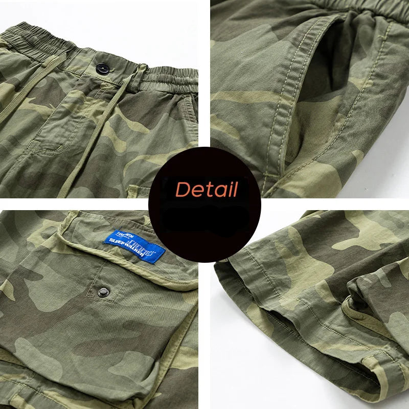 Men’s Camouflage Cargo Shorts – Summer Outdoor Loose Fit Beach Shorts