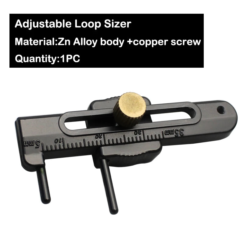Metal adjustable fishing loop sizer tool for rig building