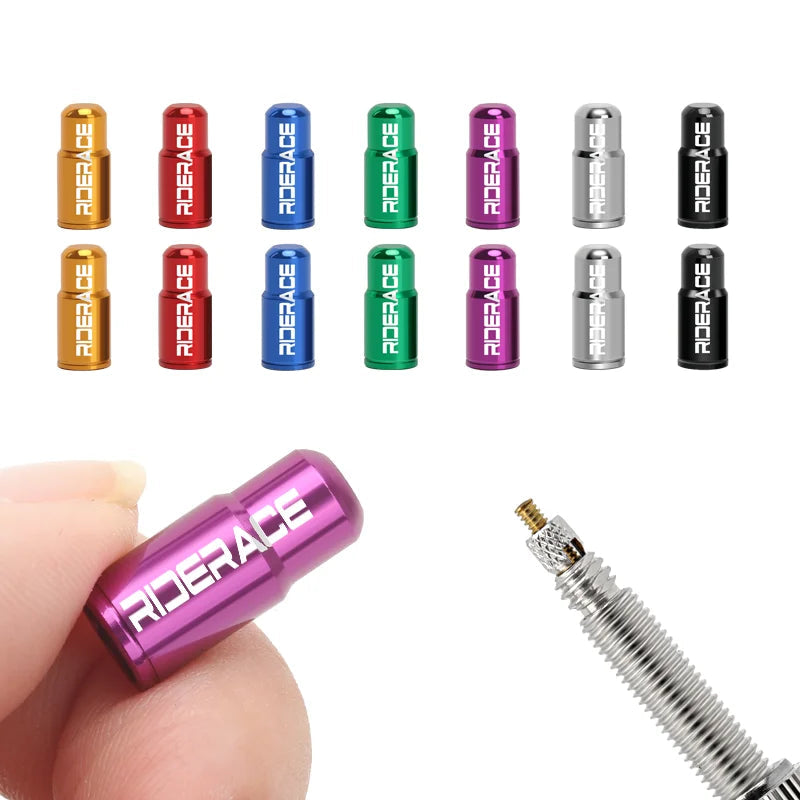 Anodised aluminium bicycle valve caps in multiple colours for Presta and Schrader valves