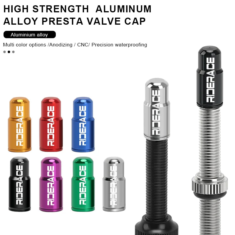 Aluminium valve caps for Presta and Schrader bicycle valves in assorted colours