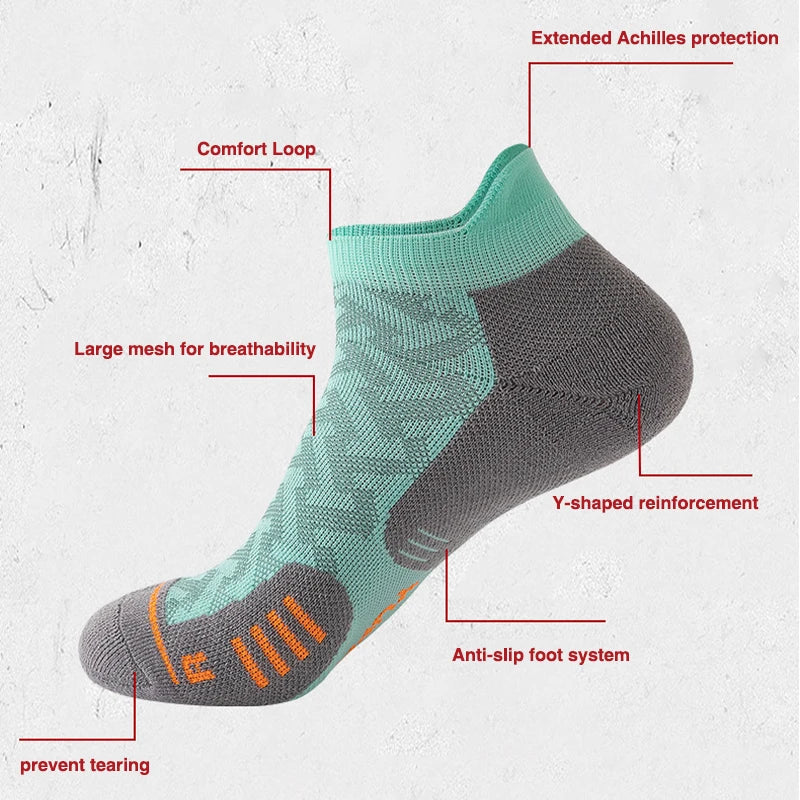 Breathable ankle compression socks with cushioned support