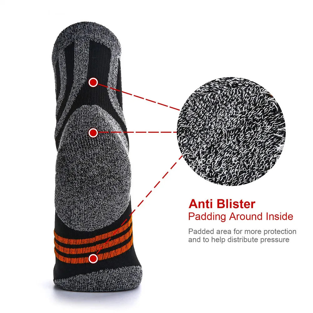 Anti blister hiking socks showing cushioned heel support