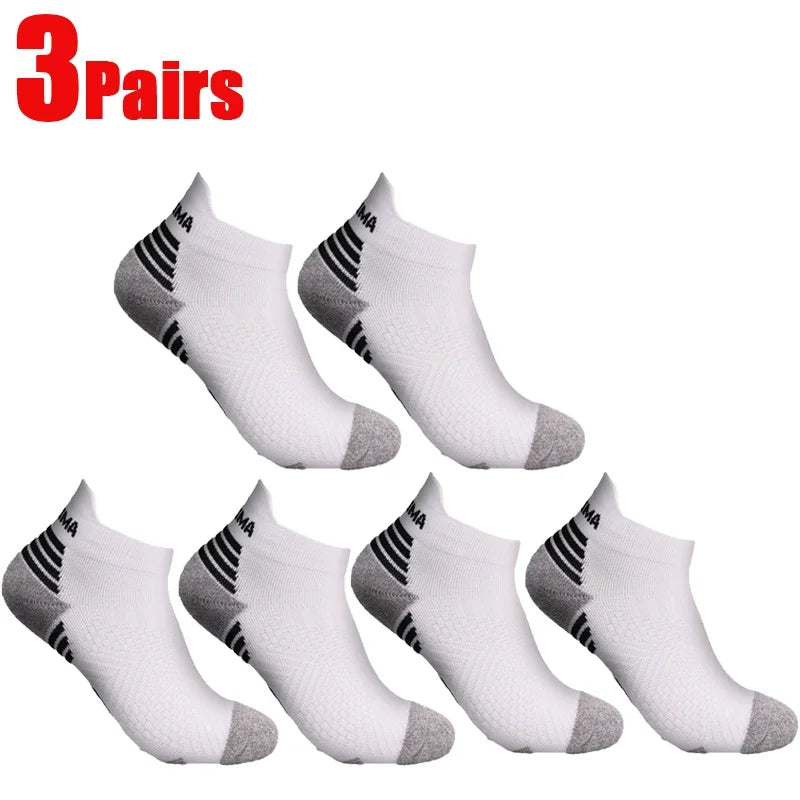 Three pairs white athletic ankle socks