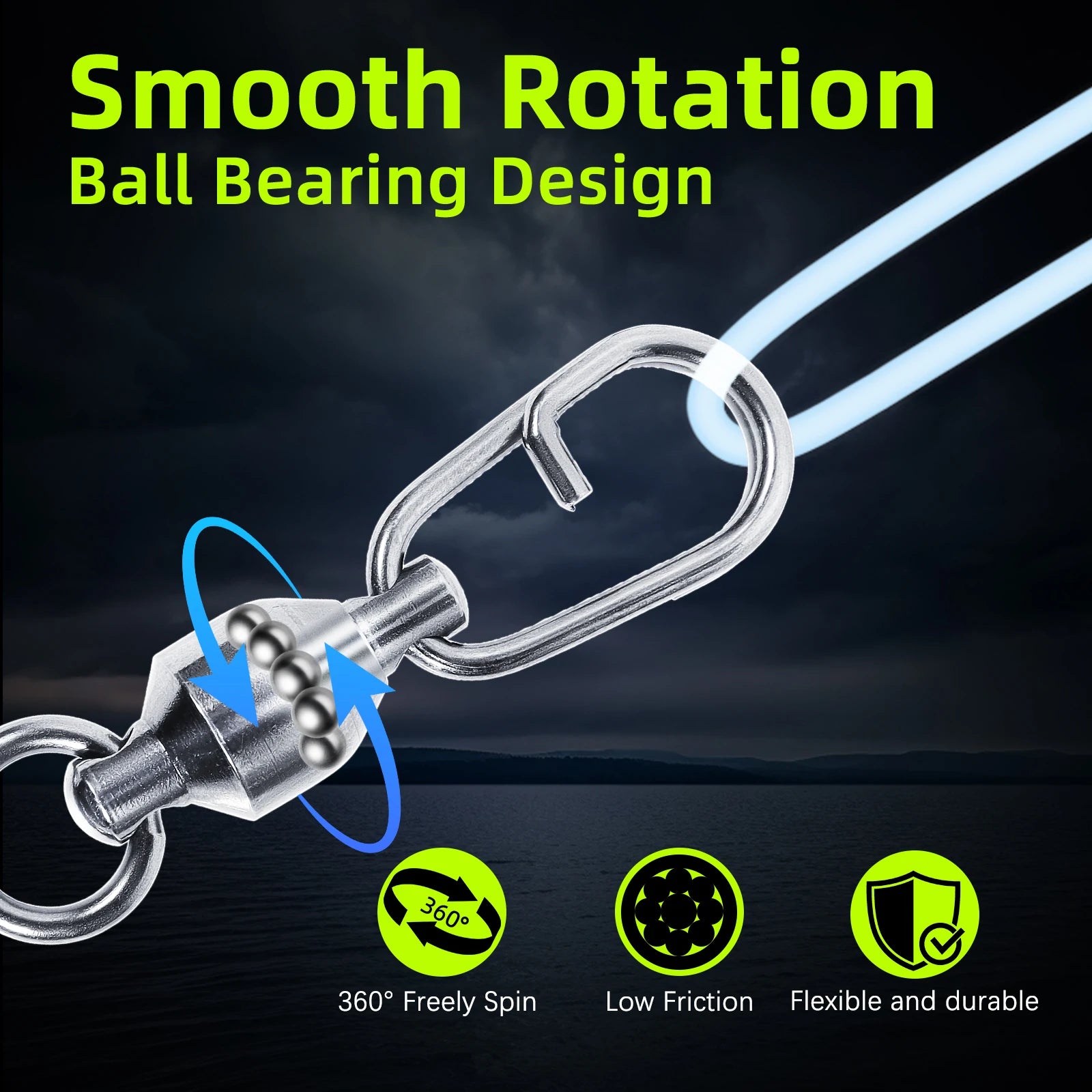 Ball bearing swivel with split ring snap 25PCS