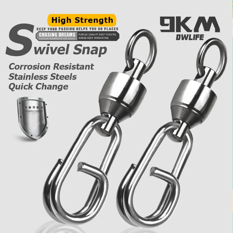 Ball bearing split ring snap swivel pair