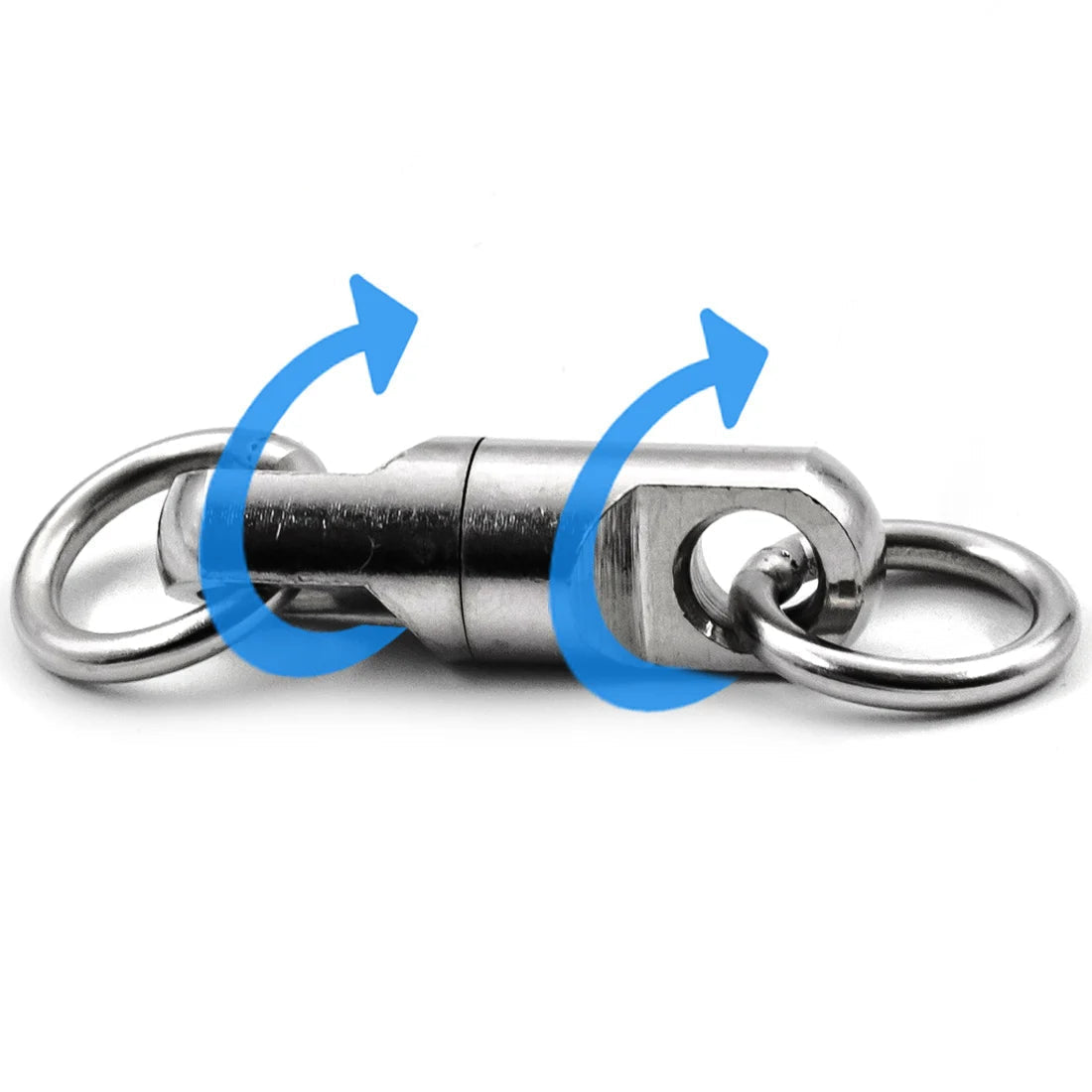 Ball bearing fishing swivel showing smooth 360 degree rotati