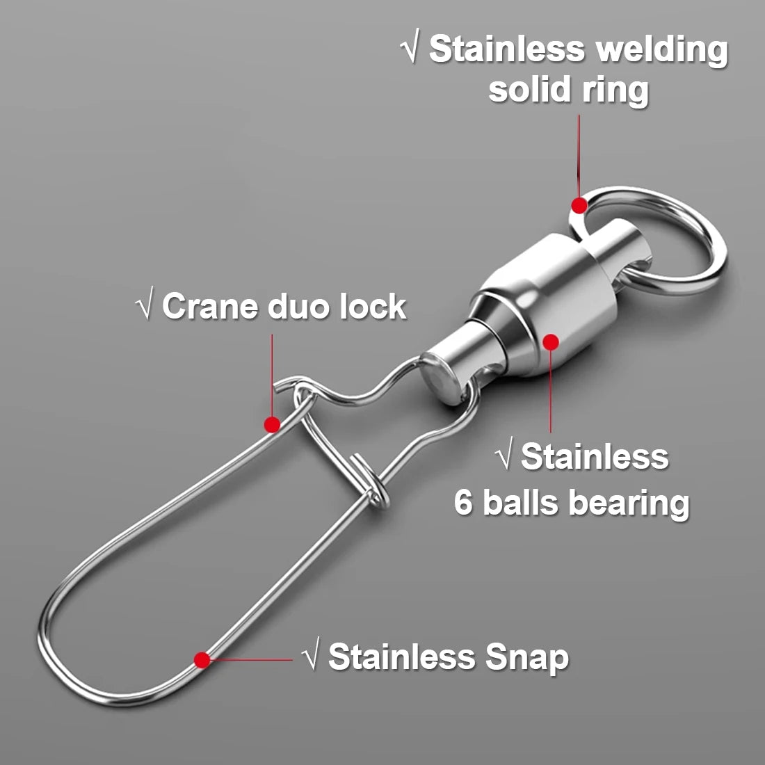 Ball bearing swivel with stainless steel snap design
