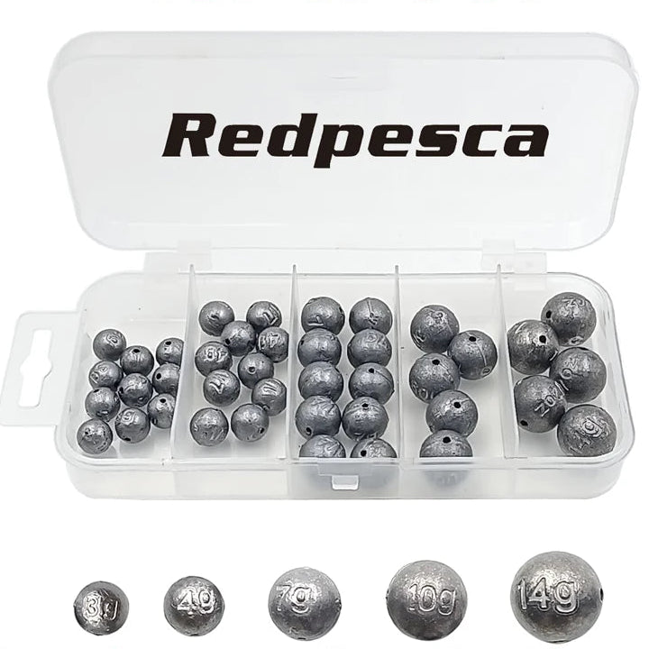 40 piece ball sinker assortment kit with mixed fishing weights