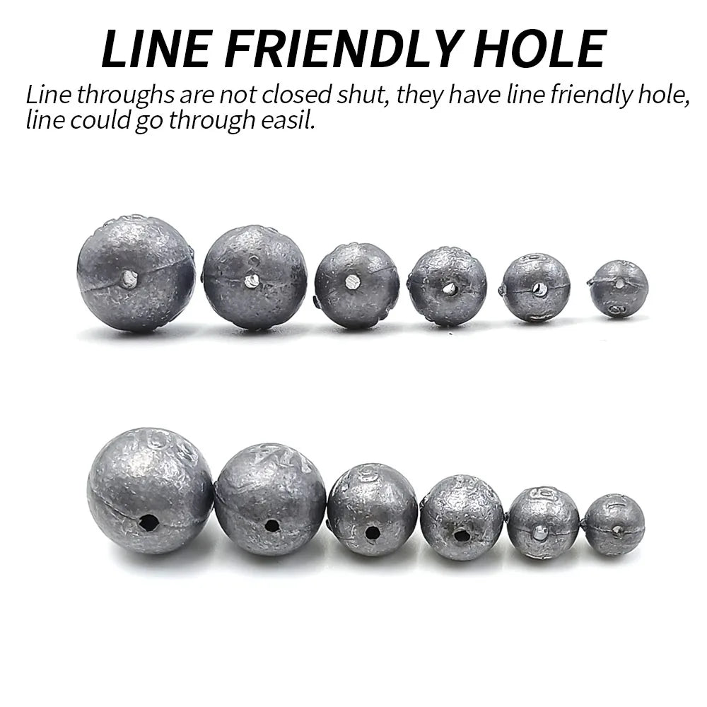 Ball sinkers with smooth line friendly hole for reduced abrasion