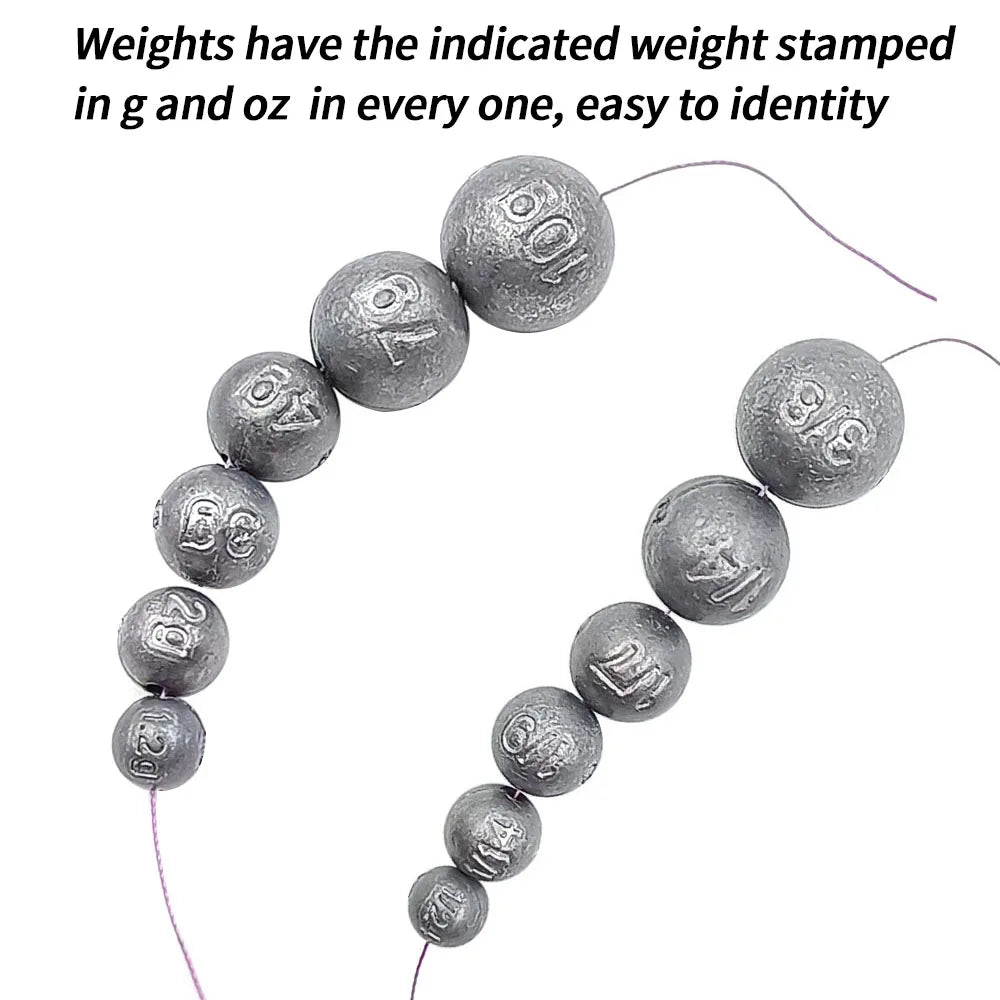 Ball sinkers with stamped weight markings for easy identification