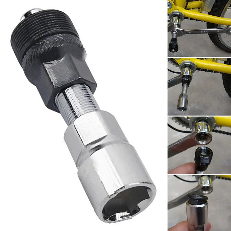 Bottom bracket remover tools compatible with common bicycle systems
