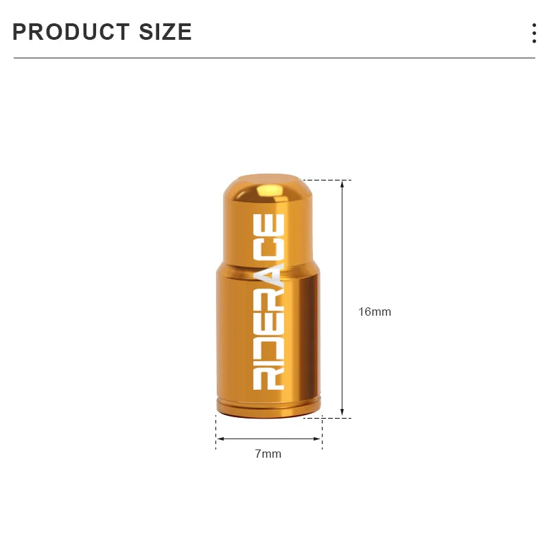 Bicycle valve cap size diagram showing aluminium valve cap dimensions