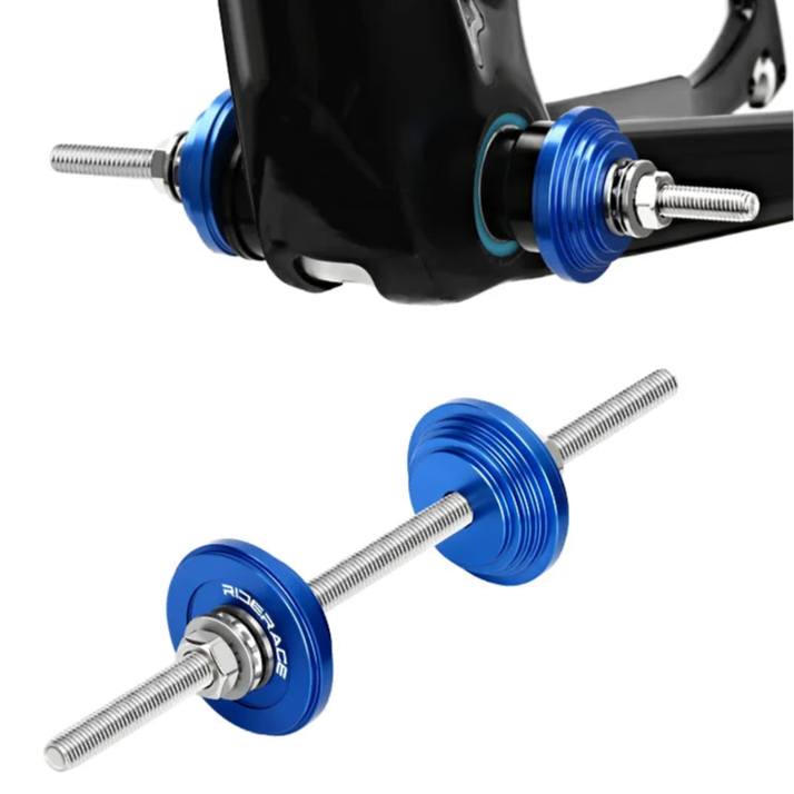 Bike bottom bracket and headset press tool installed on frame