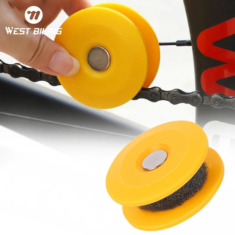 Bike chain lubricator roller tool with internal sponge applicator