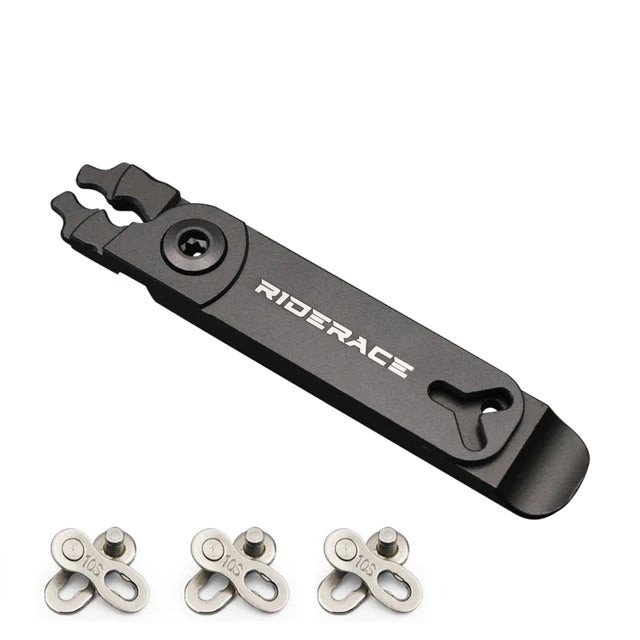 Close-up of bike chain quick link pliers for 10 speed