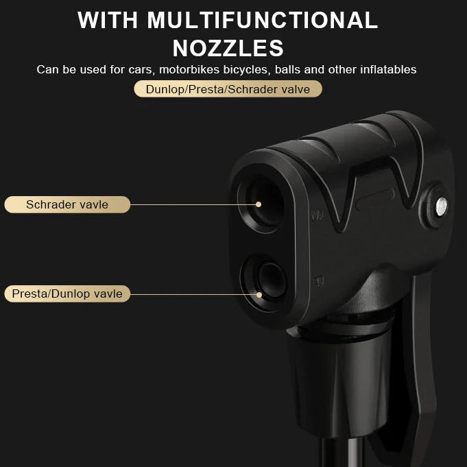 Bike pump nozzle and valve connection detail