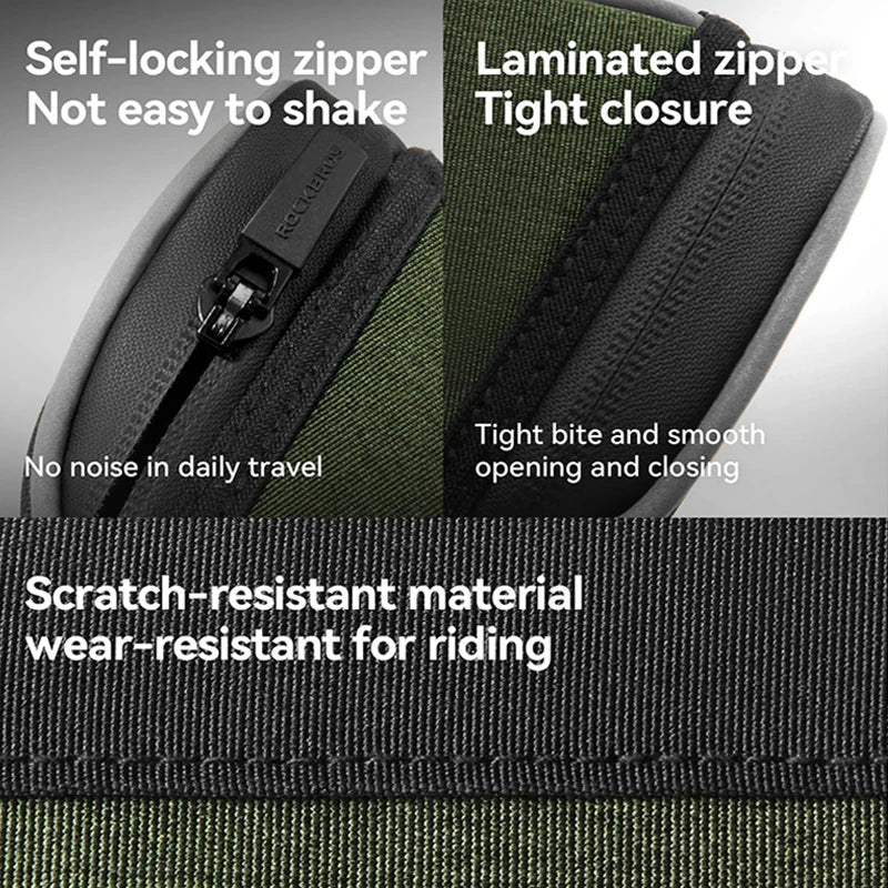 Close-up of saddle bag zipper and fabric texture