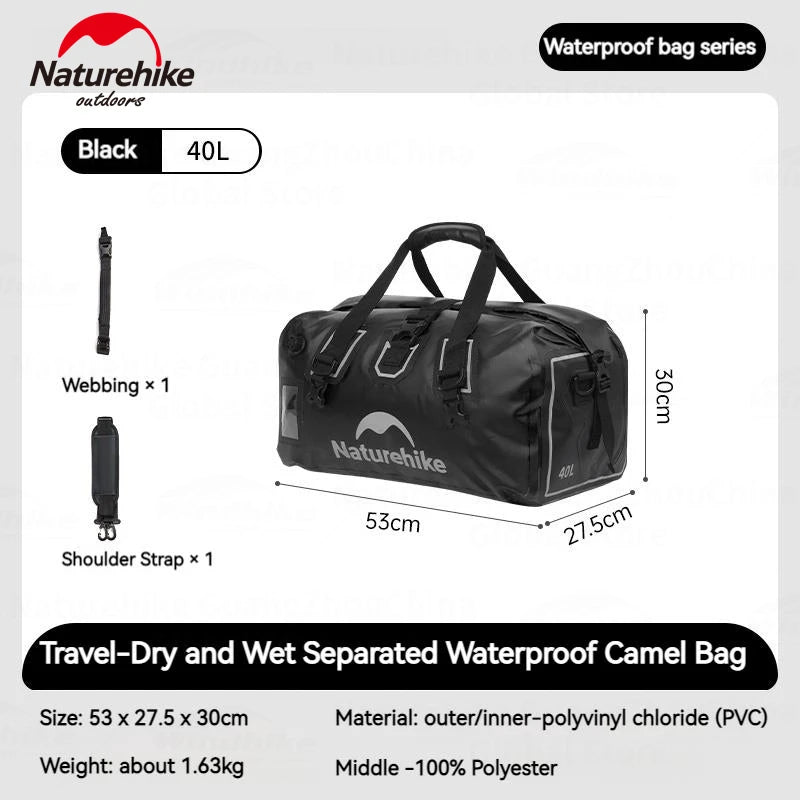 Black 40L waterproof duffel dry bag