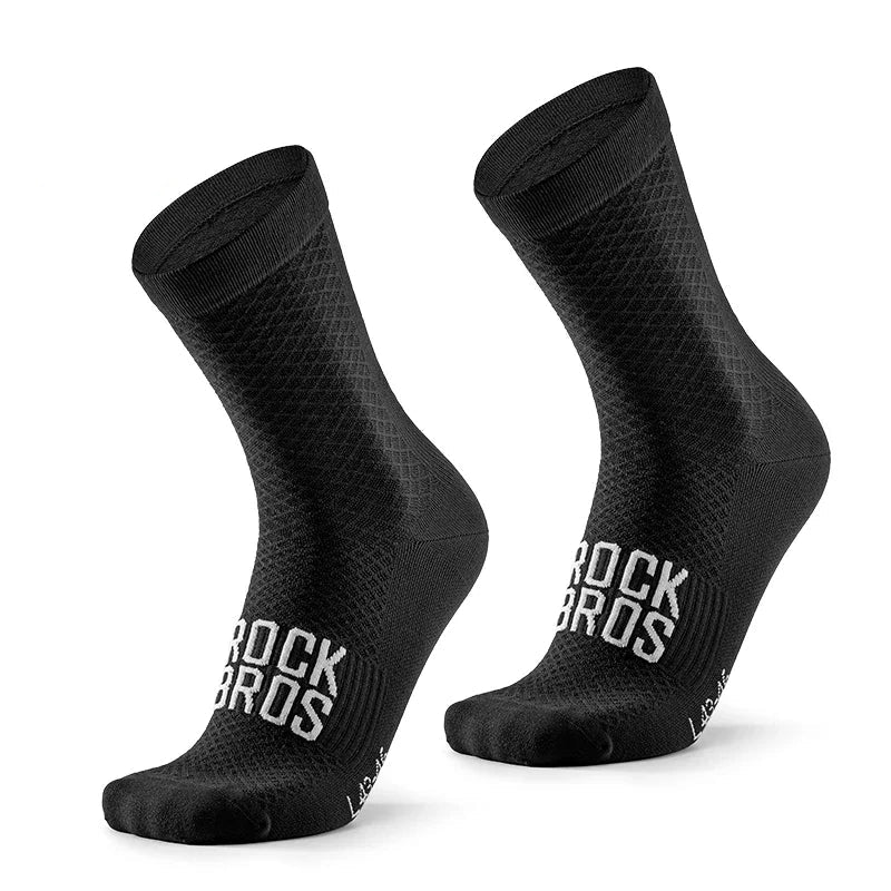 Black cycling crew socks pair with structured support