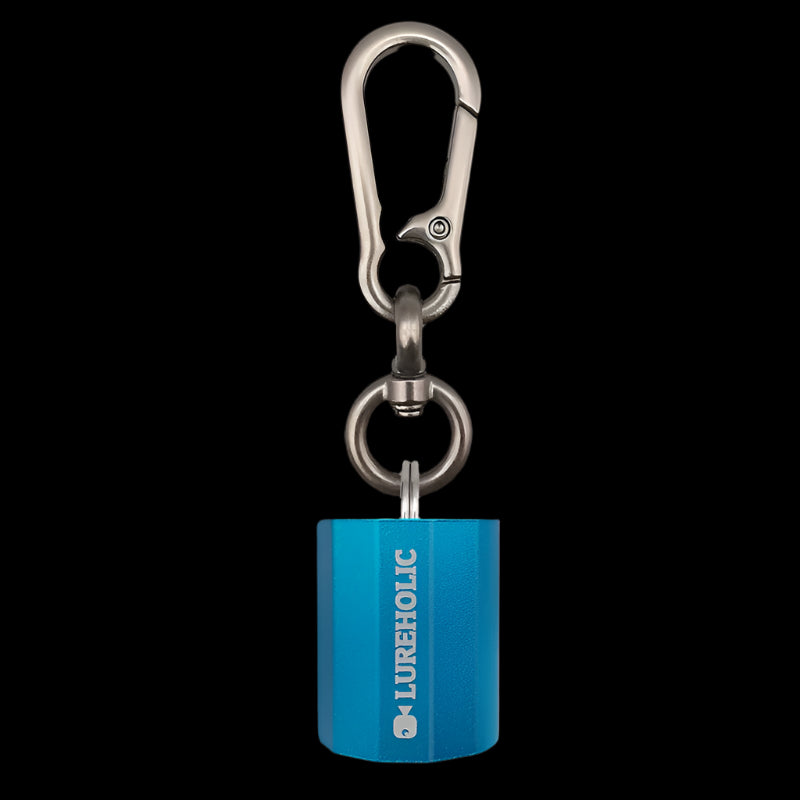 Blue LUREHOLIC aluminium fishing rod holder with lightweight portable clip design