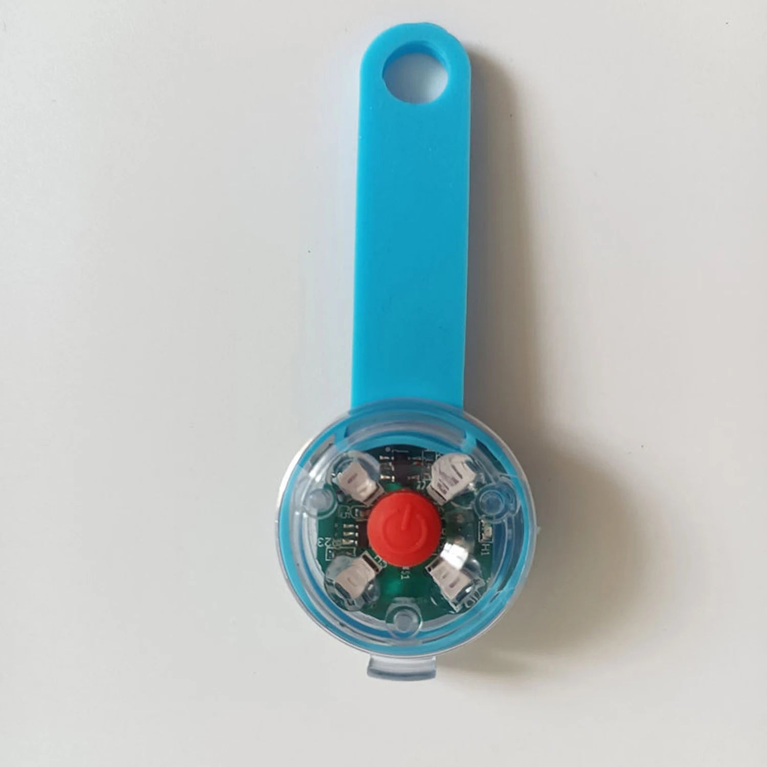 Blue USB rechargeable LED dog collar light front view