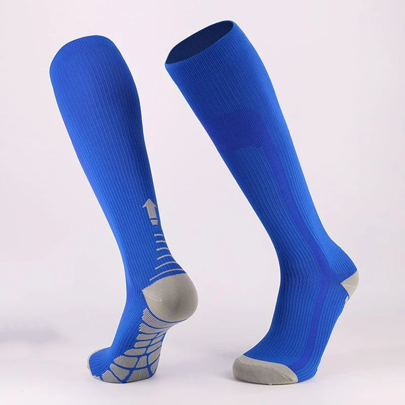 Blue over the calf 20 to 30 mmHg compression socks