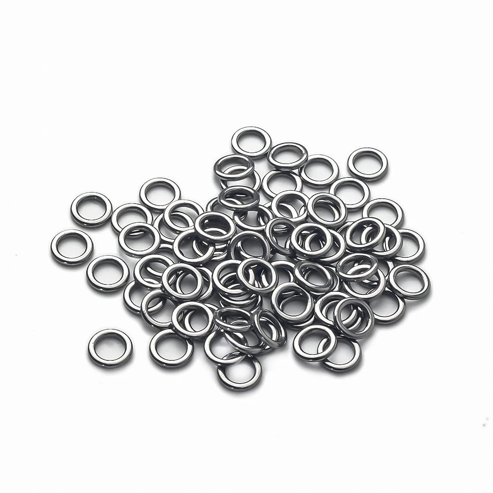 Bulk stainless steel solid rings for jigging rigs and lure connections