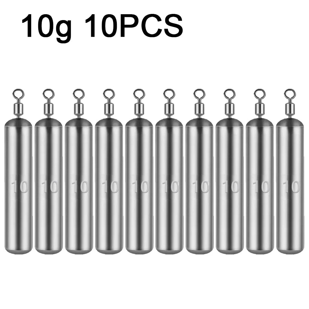 10 g cylindrical bullet sinkers pack of ten