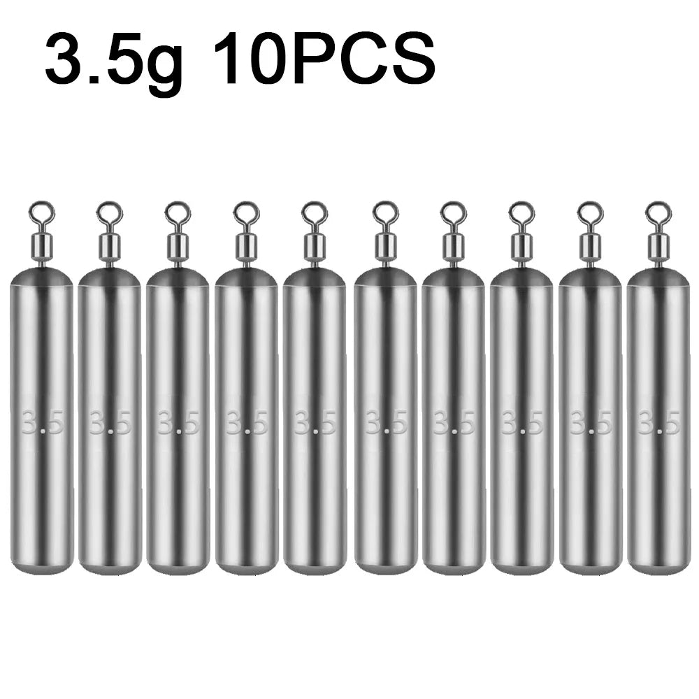 3.5 g cylindrical bullet sinkers pack of ten
