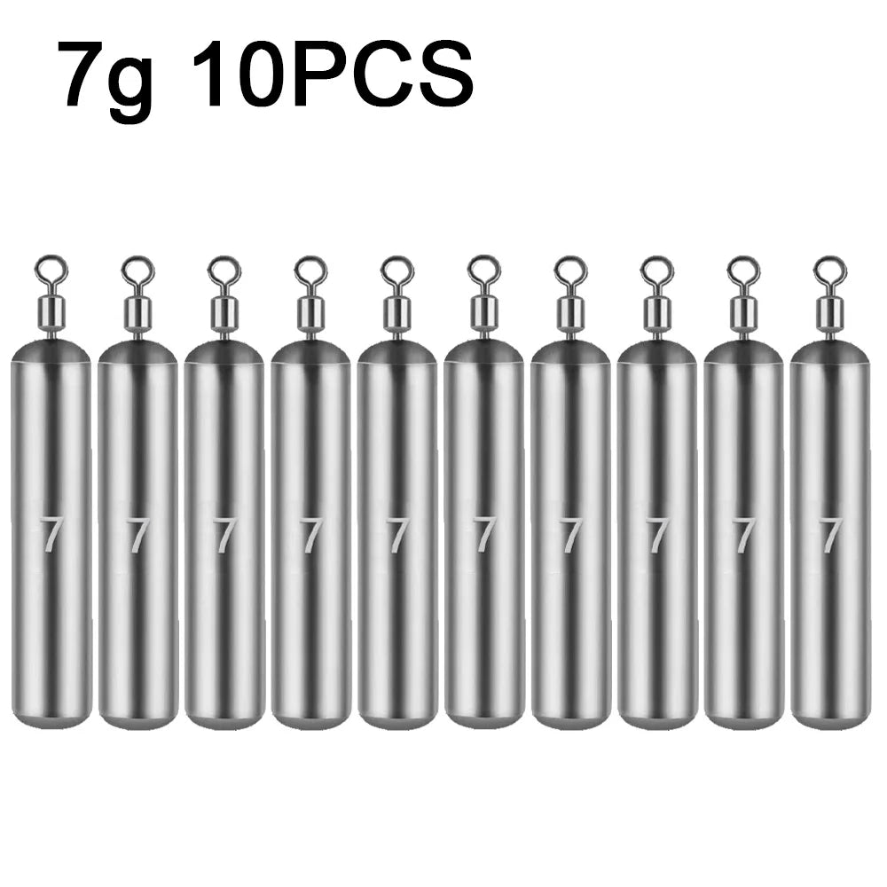 7 g cylindrical bullet sinkers pack of ten