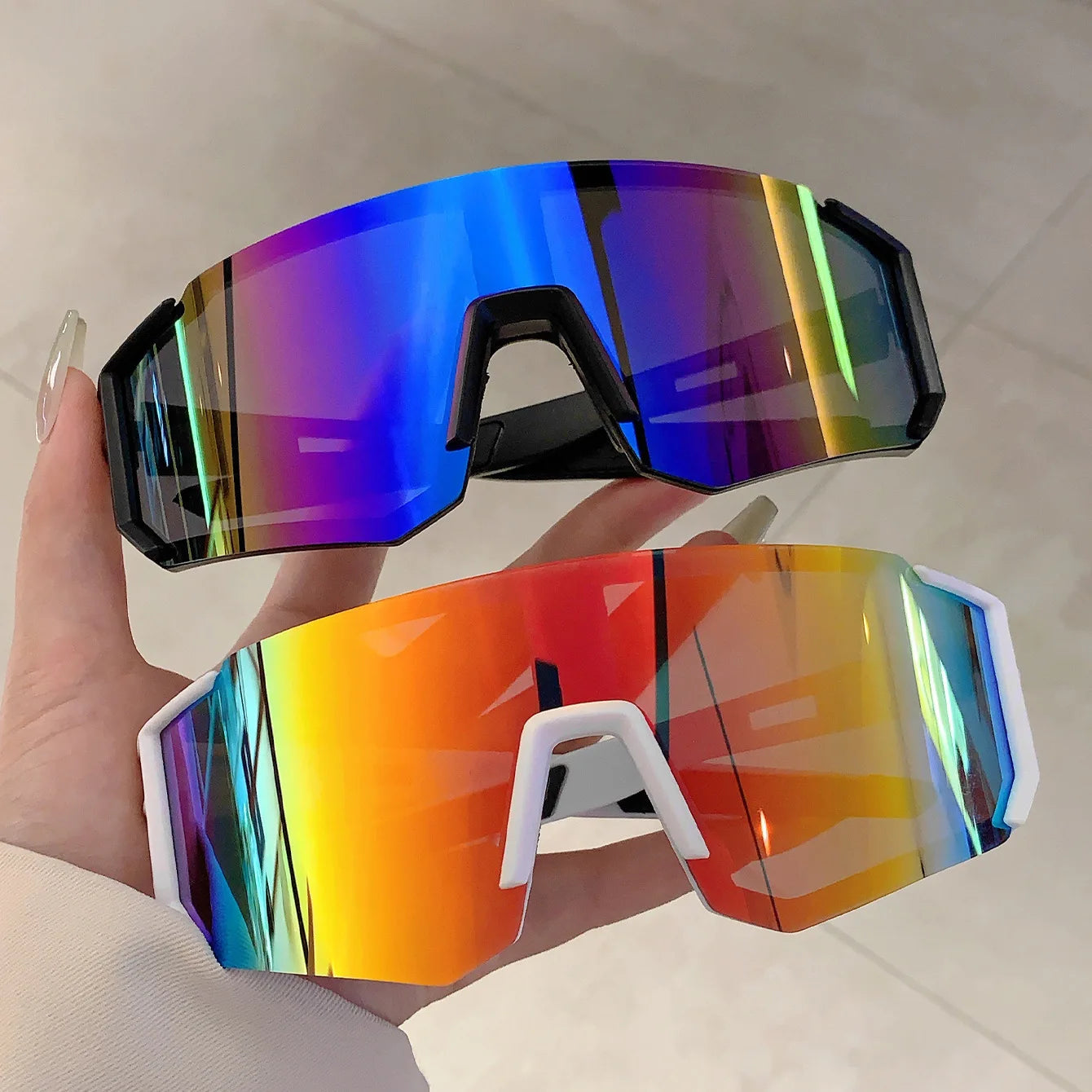 BUYUTEEN B6551 sport goggles with gradient mirror UV400 lenses and bold wrap design