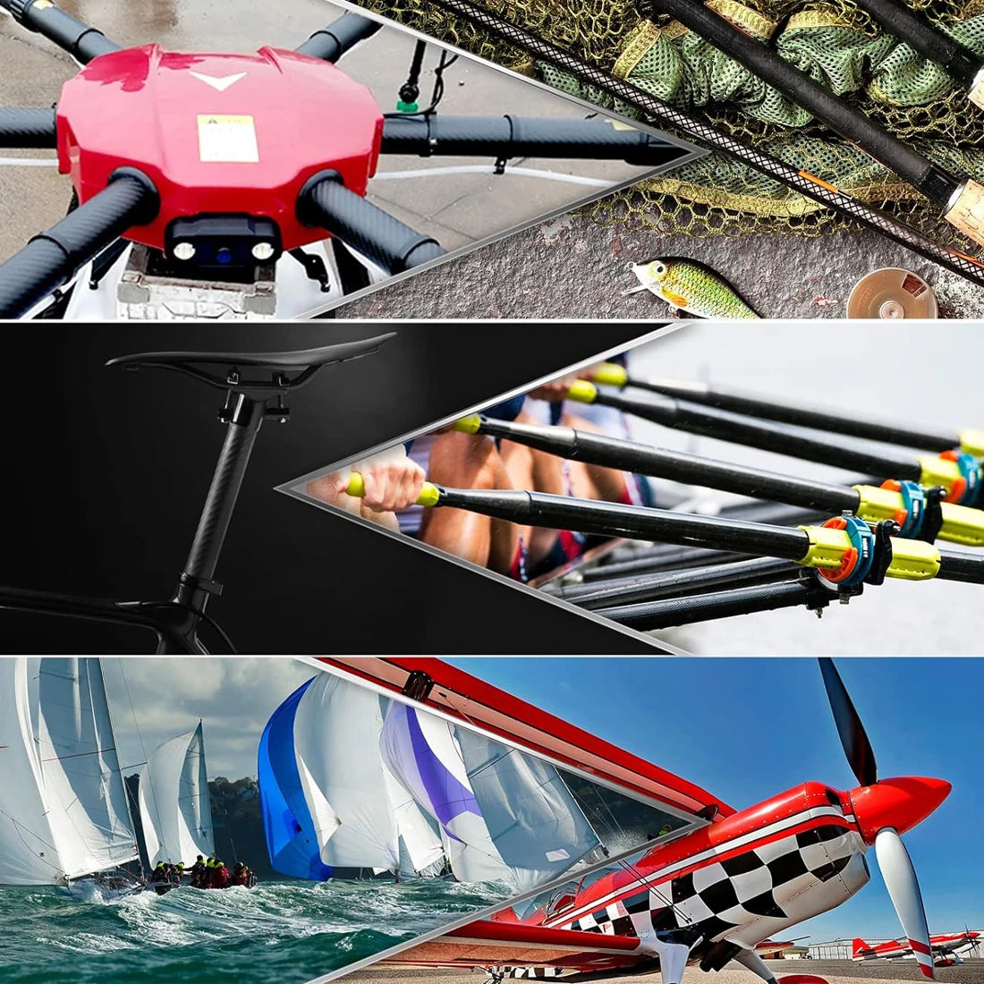 Durable carbon fibre rods used as tent pole supports for outdoor camping setups