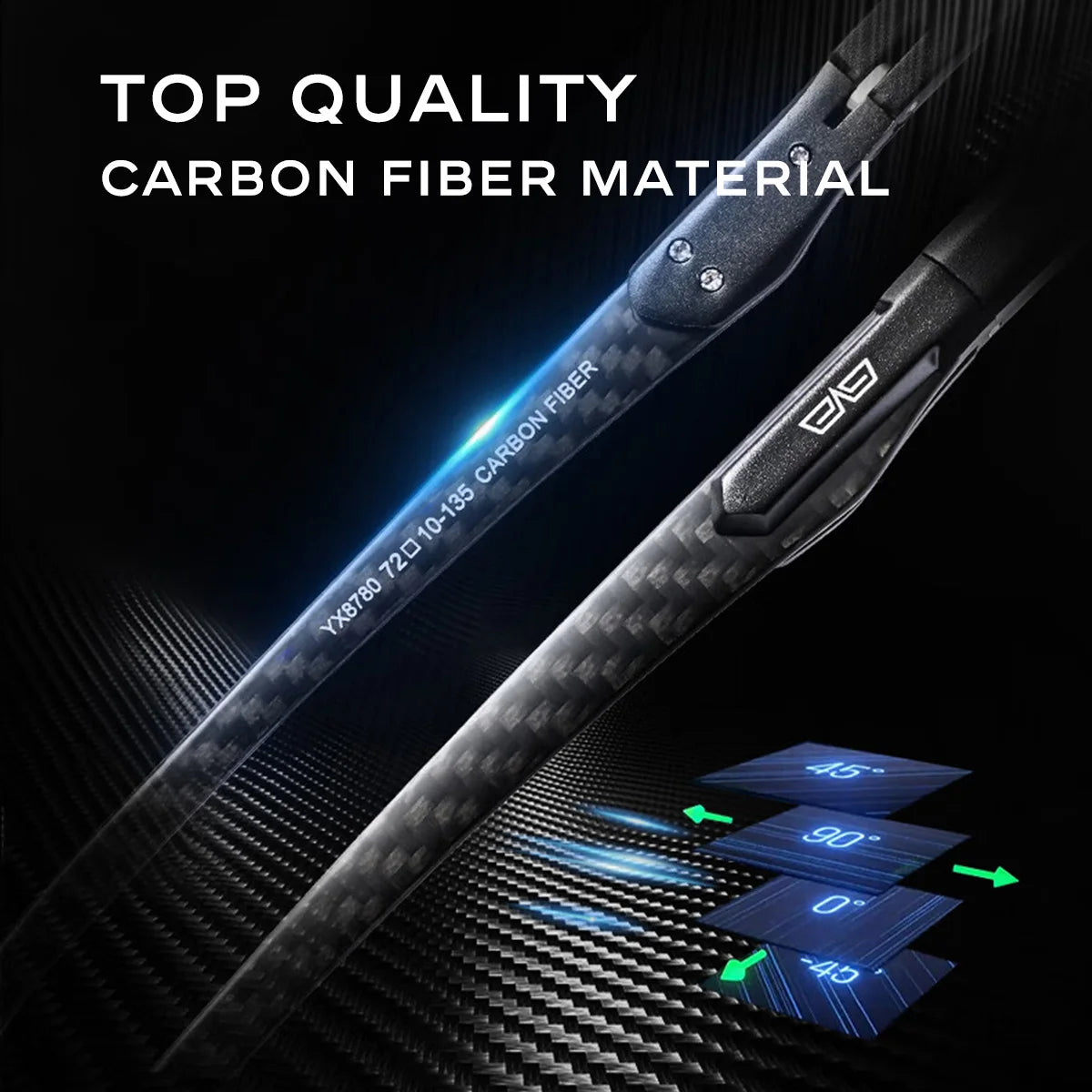 Close-up of CAPONI BSYS8780 sunglasses showing lightweight carbon fibre frame and premium finish