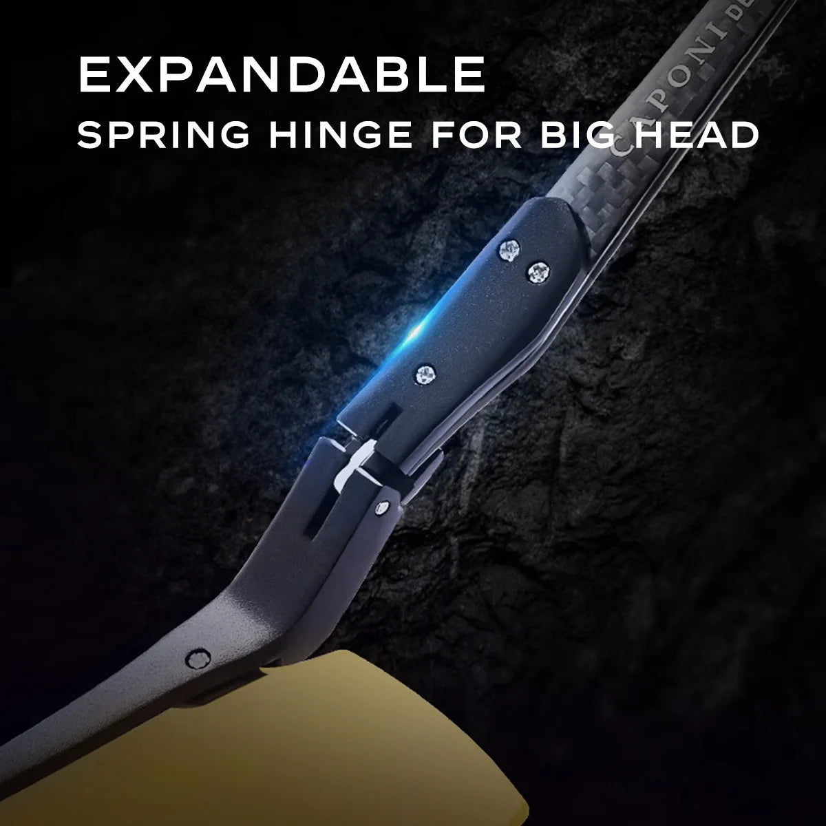 CAPONI sunglasses with flexible spring hinge for a comfortable and secure fit on wider heads