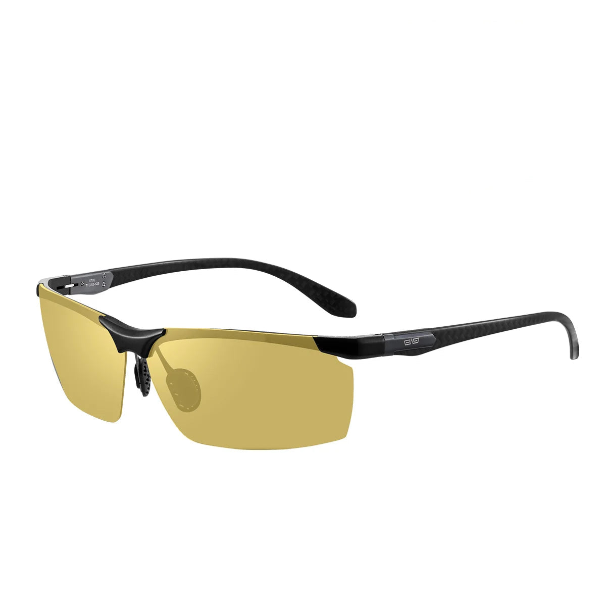 Side view of CAPONI BSYS8780 sunglasses showing gold-toned lenses and carbon fibre arms