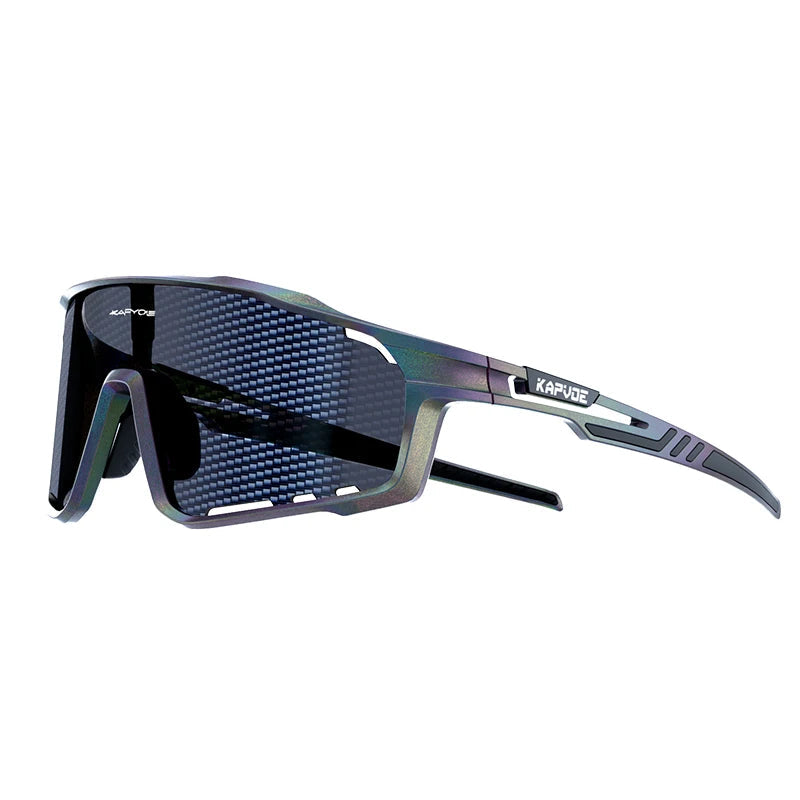KAPVOE nano-tech cycling sunglasses with carbon fibre patterned lenses for enhanced contrast