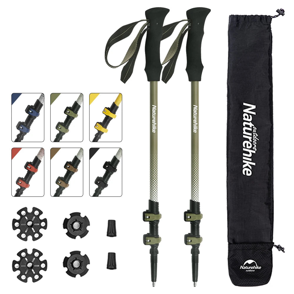 Carbon fibre trekking poles set with tips and carry bag