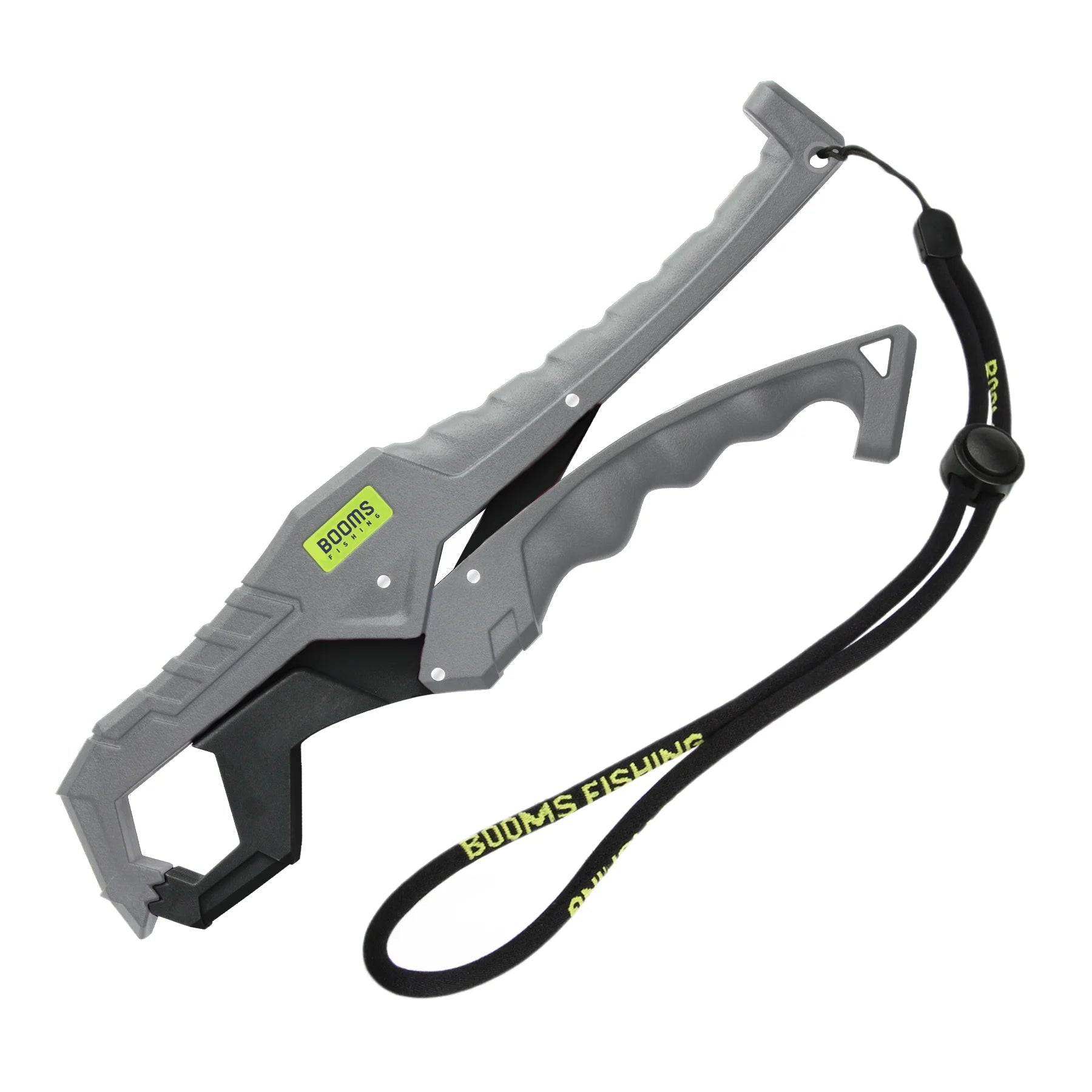 Lightweight fish lip gripper tool with ergonomic handle and wrist strap
